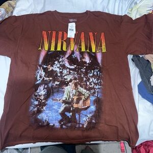 NIRVANA Brown and Multicolor Graphic Tee